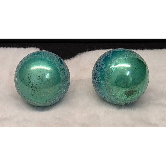 Vintage Shiny Brite Blue Green Ombre Glass Christmas Ornament w Frosted Texture - Picture 6 of 7